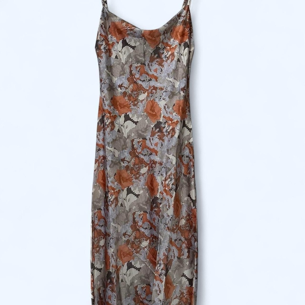 Floral Slip Dress in Orange and Gray